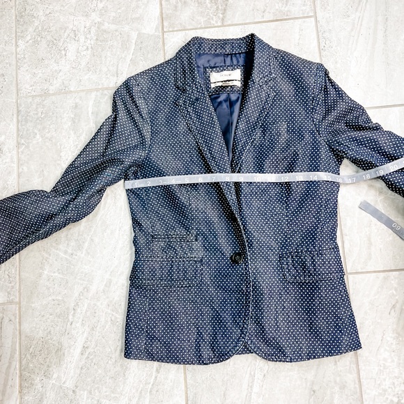 J. Crew Navy Polka Dot Schoolboy Blazer Jacket Size 00 - Picture 9 of 10